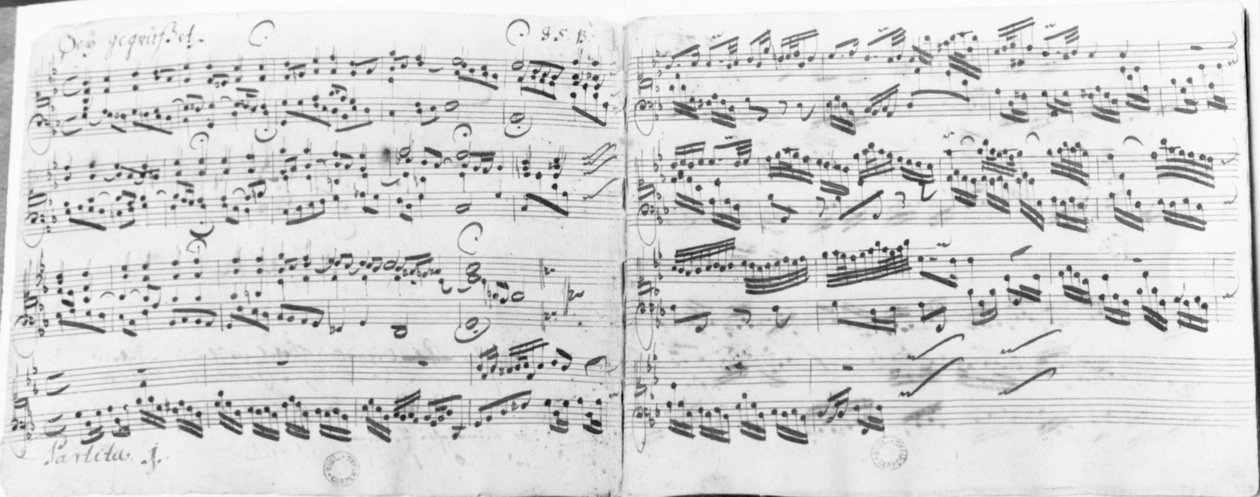 Nimikirjoitus kappaleesta "Sei gegruesset, Jesu guetig" tekijältä Johann Sebastian Bach