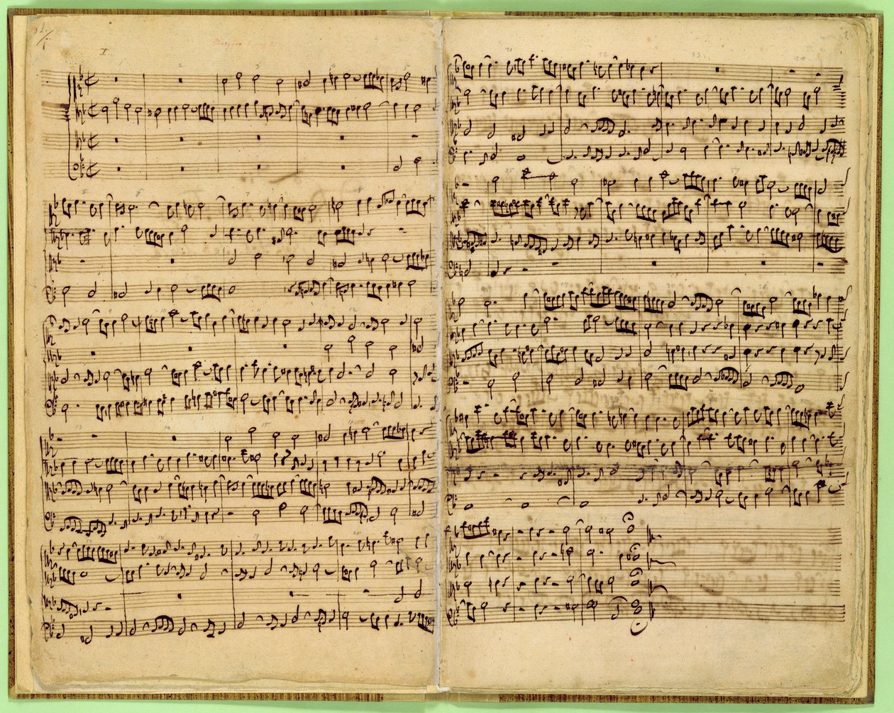 Sivuja Score of the St. Matthew Passion, 1727 (kynä ja muste paperille) tekijältä Johann Sebastian Bach