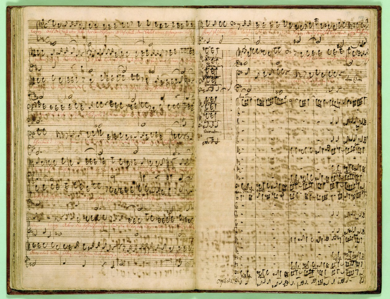 Sivuja Matteus-passion partituurista, 1740-luku (tussi ja muste paperille). tekijältä Johann Sebastian Bach