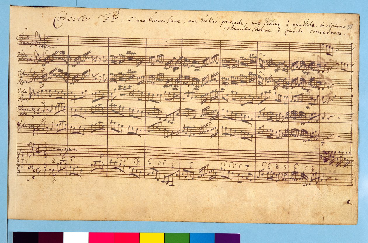 Brandenburgin konsertit, nro 5 D-Dur, 1721 (kynä ja muste paperille) (katso myös 308416 ja 308425) tekijältä Johann Sebastian Bach