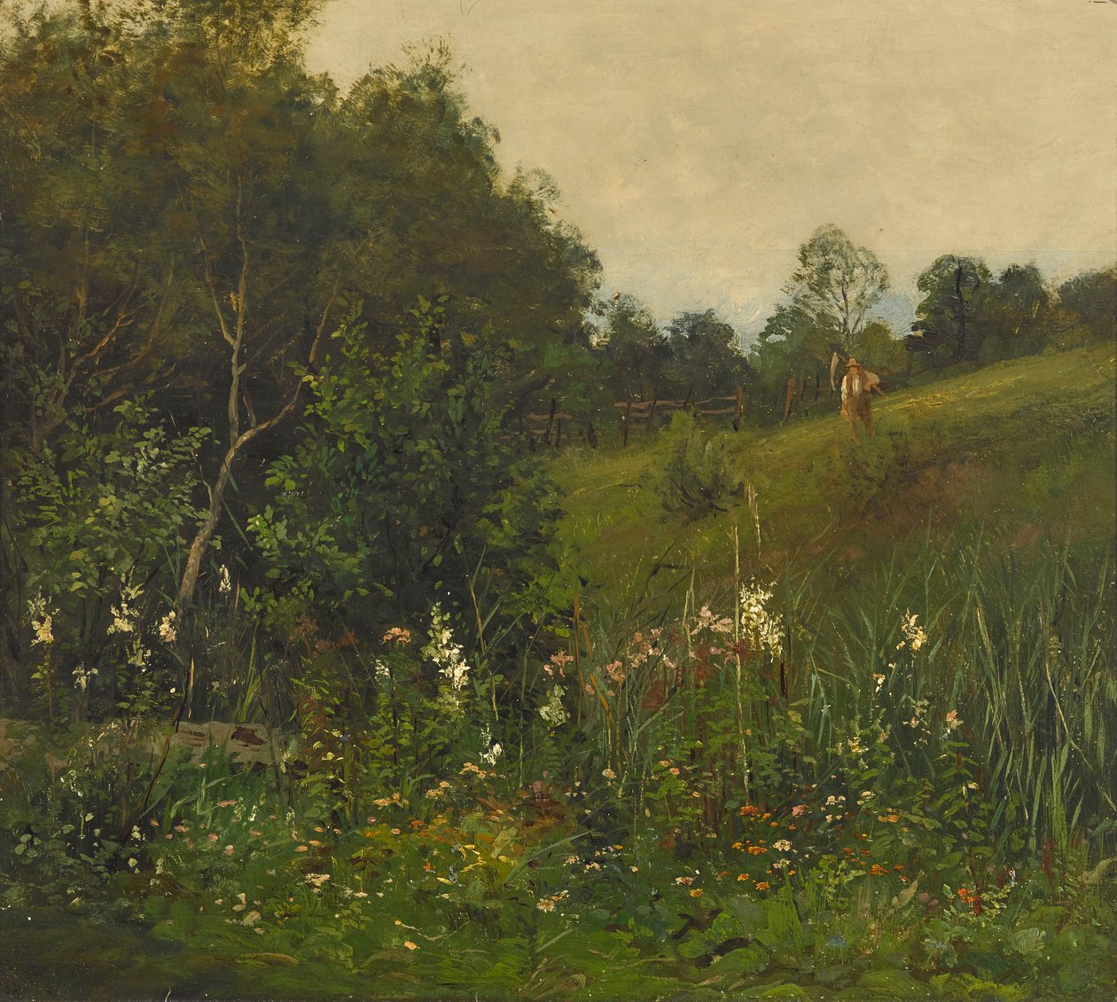 Sommerlandschaft mit Mäher tekijältä Johann Sperl