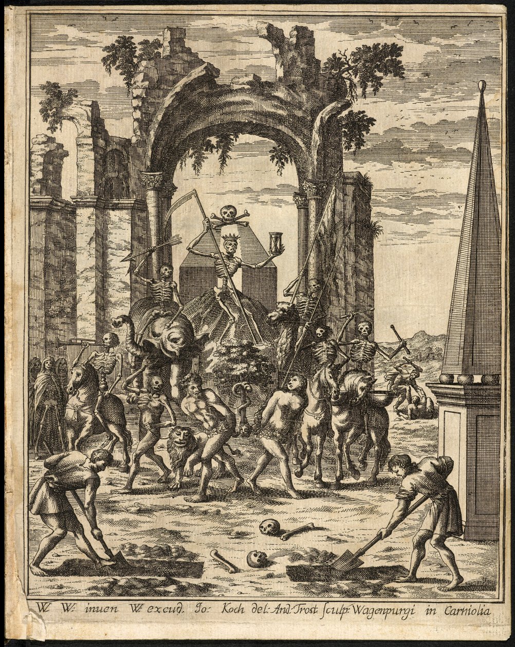 Theatrum mortis humanae tripartitumin etusivu tekijältä Johann Weikhard von Valvasor