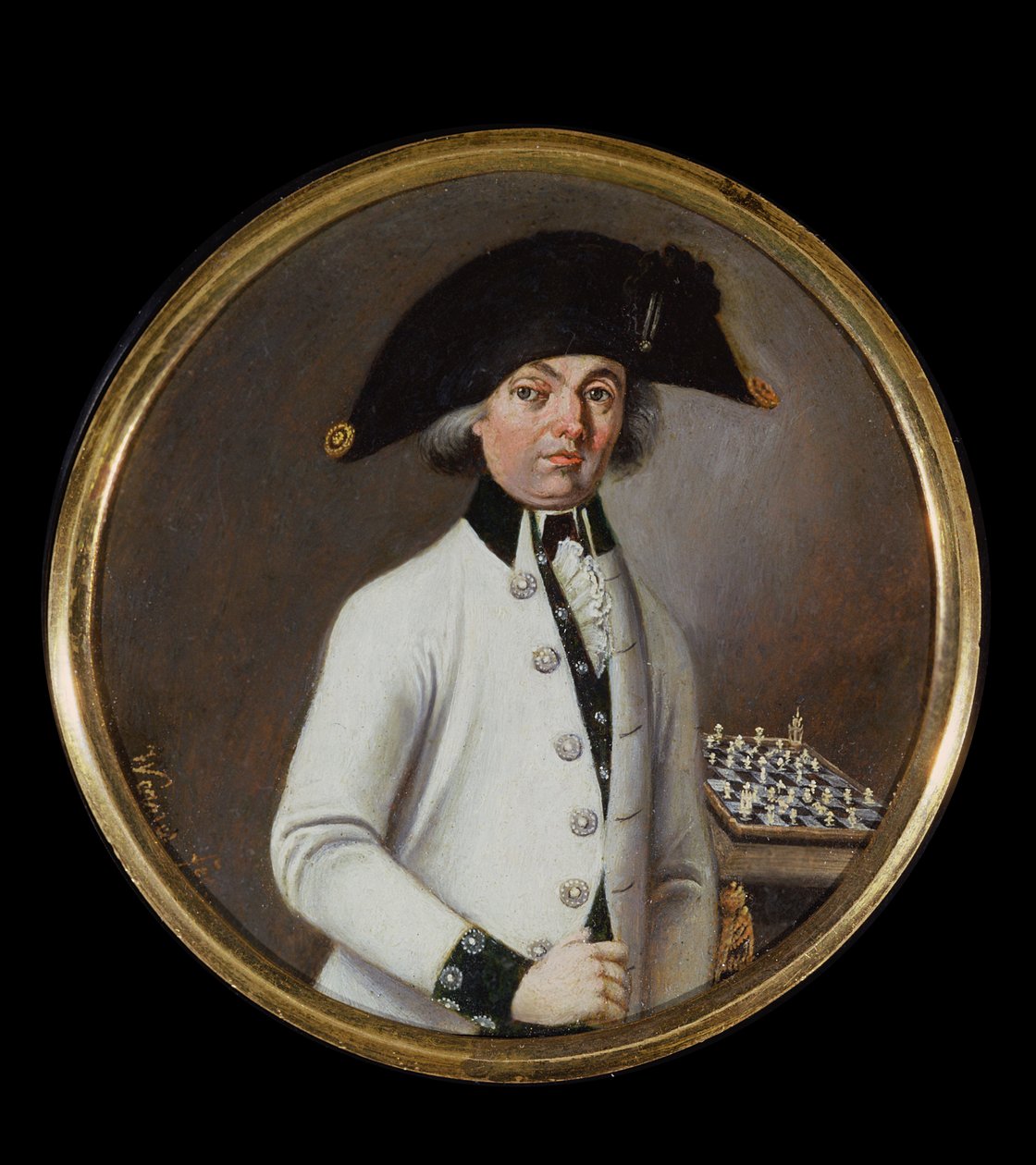 Gentleman-sahkinpelaajan muotokuva (öljy kuparille) tekijältä Johann Werner