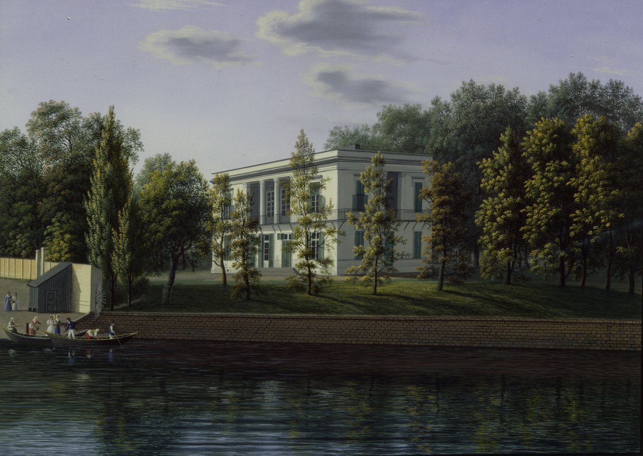 Uusi paviljonki Charlottenburgin linnan puutarhassa, noin 1824-25. tekijältä Johann Wilhelm Gottfried Barth
