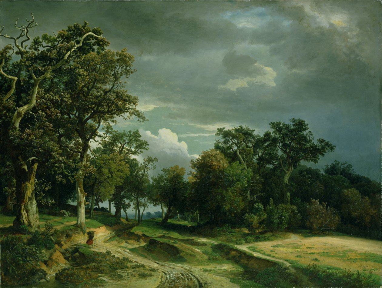 Polku metsän reunalla, n. 1851 tekijältä Johann Wilhelm Schirmer