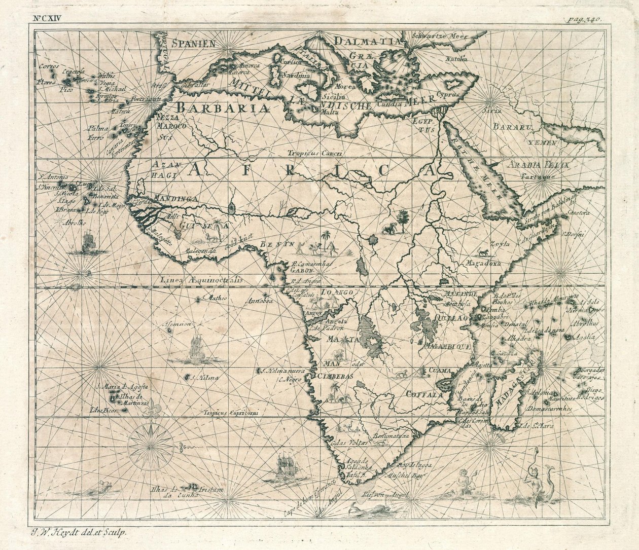Afrikan kartta tekijältä Johann Wolfgang Heydt
