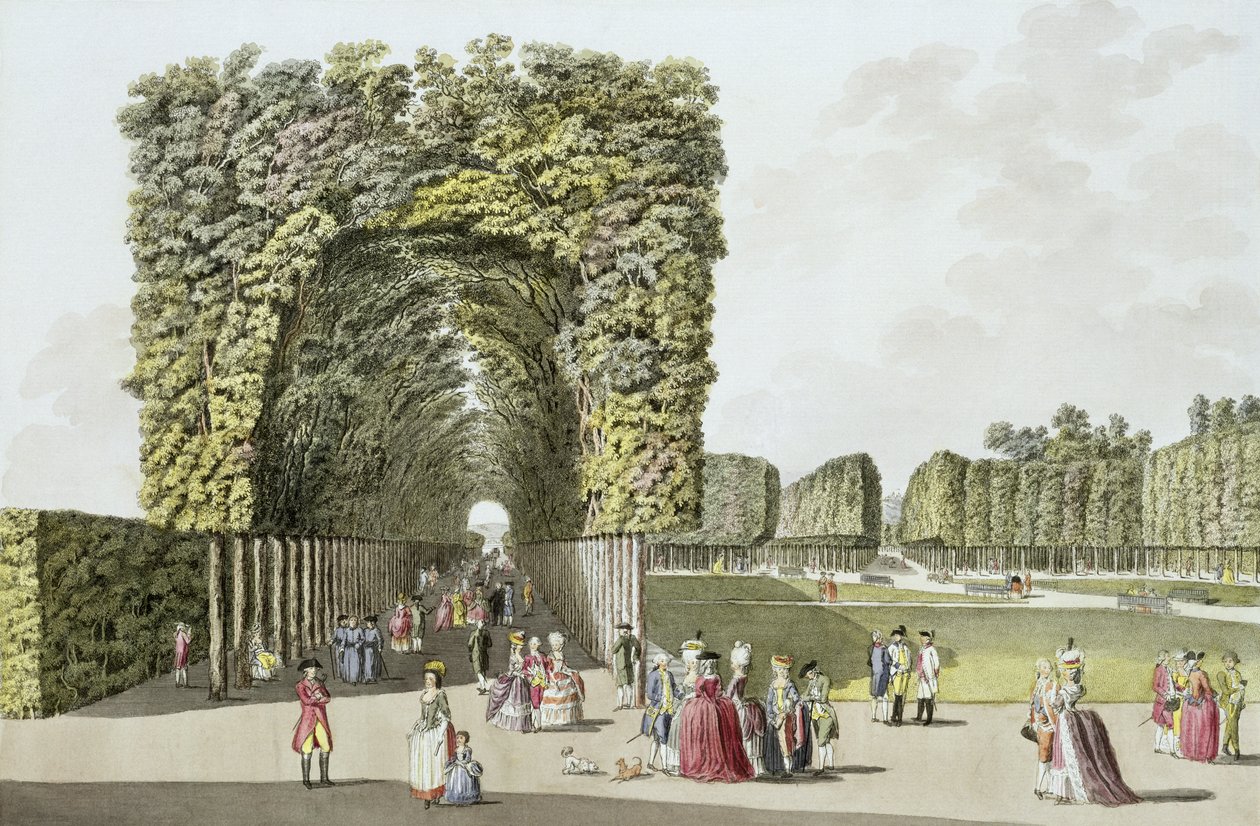 Osa Wienin Ausgartenin puutarhasta julkaisusta Pleasure Gardens in and around Wien, julkaistu noin 1790 tekijältä Johann Ziegler