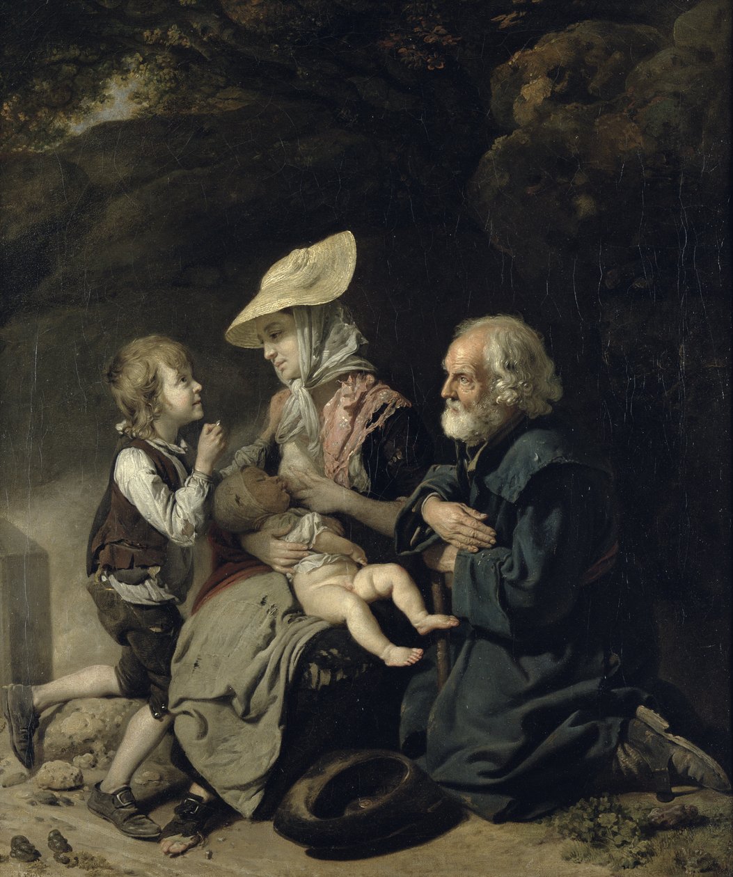 Kerjäläisiä Stanmoren tiellä tekijältä Johan Joseph Zoffany