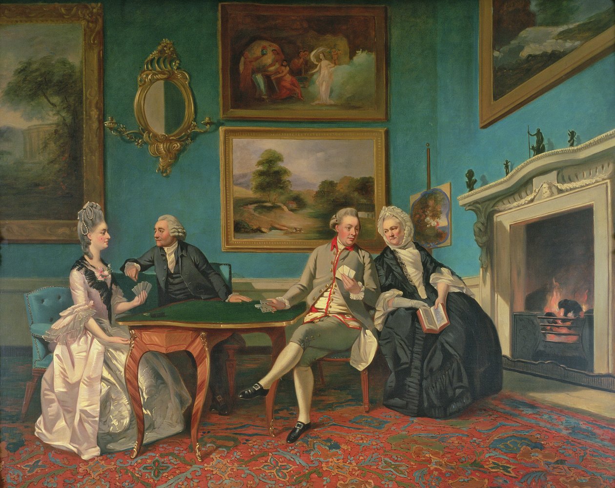 Duttonin perhe Sherborne Parkin salongissa, Gloucestershire, n. 1774 tekijältä Johan Joseph Zoffany