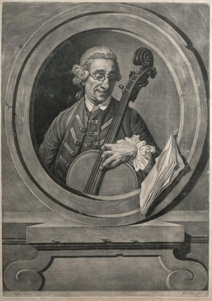 Jacob Cervetto, kaiverrus M. A. Picot, n. 1770 (kaiverrus) tekijältä Johann (after) Zoffany
