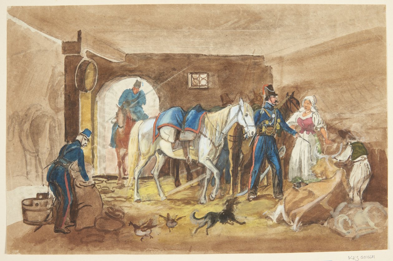 Ratsumiehet tallissa tekijältä Johann Adam Klein