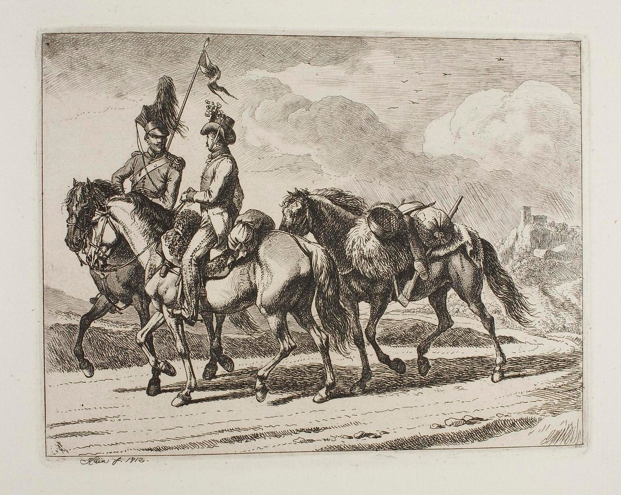 Sotilasratsastajia tekijältä Johann Adam Klein