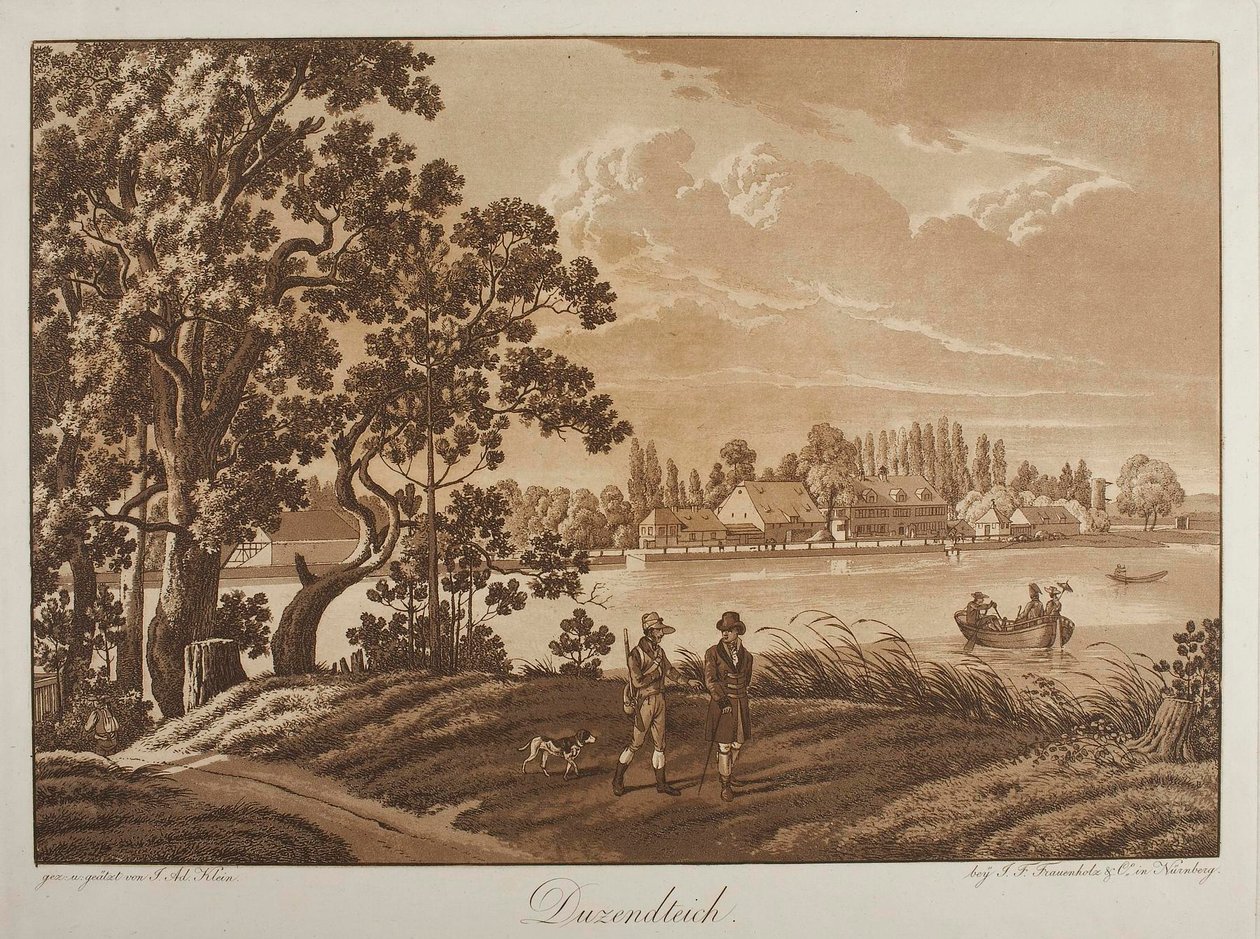 Näkymä Duzendteich-järvelle Nürnbergin lähellä tekijältä Johann Adam Klein