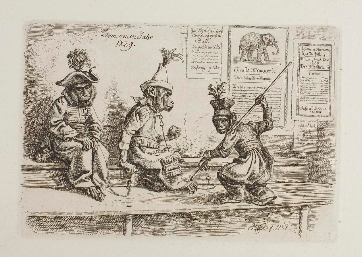 Uudeksi vuodeksi 1829. Apinoita tekijältä Johann Adam Klein