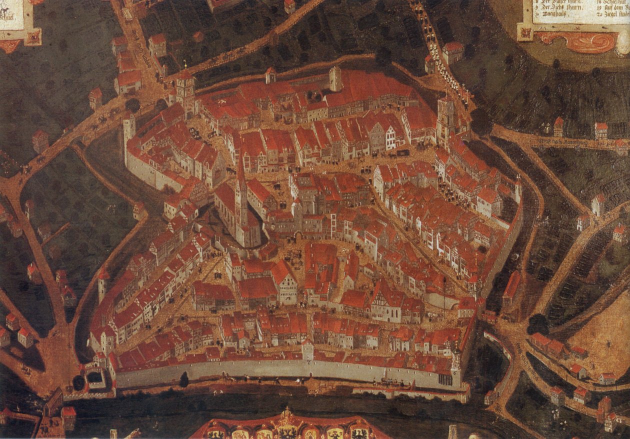 Ansicht der Stadt Wangen (Allgäu); Rathaus Wangen tekijältä Johann Andreas Rauch