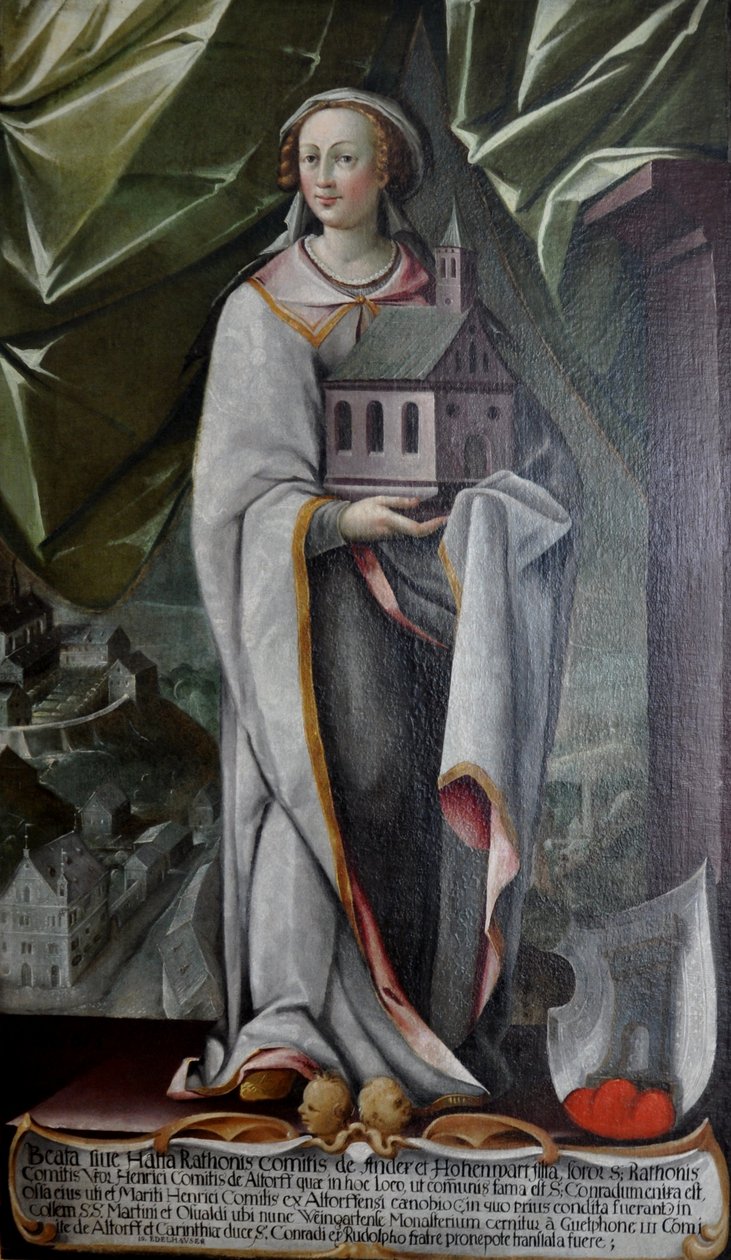 Saksa: Hatta von Hohenwart, Altdorfin luostarin perustajan Heinrich von Altdorfin vaimo noin vuonna 935. tekijältä Johann Andreas Rauch