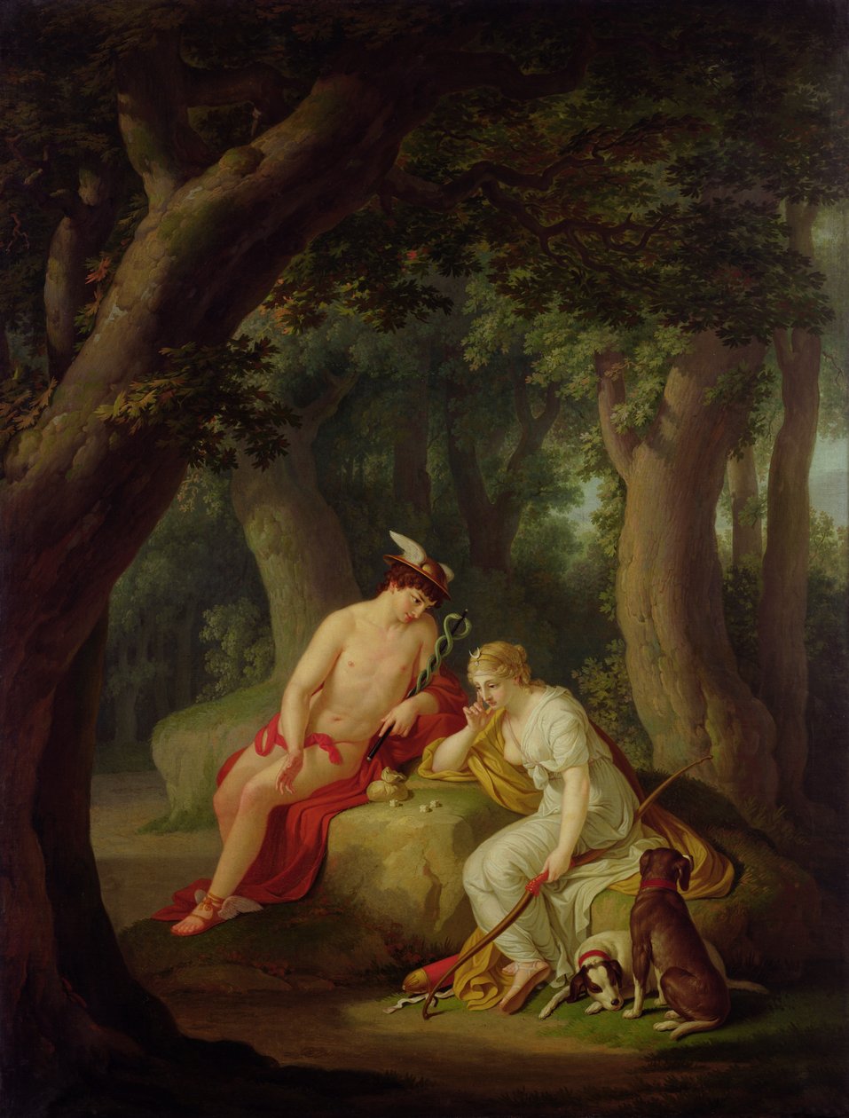 Diana ja Mercury pelaavat noppaa, n. 1788-1790 tekijältä Johann August Nahl the Younger