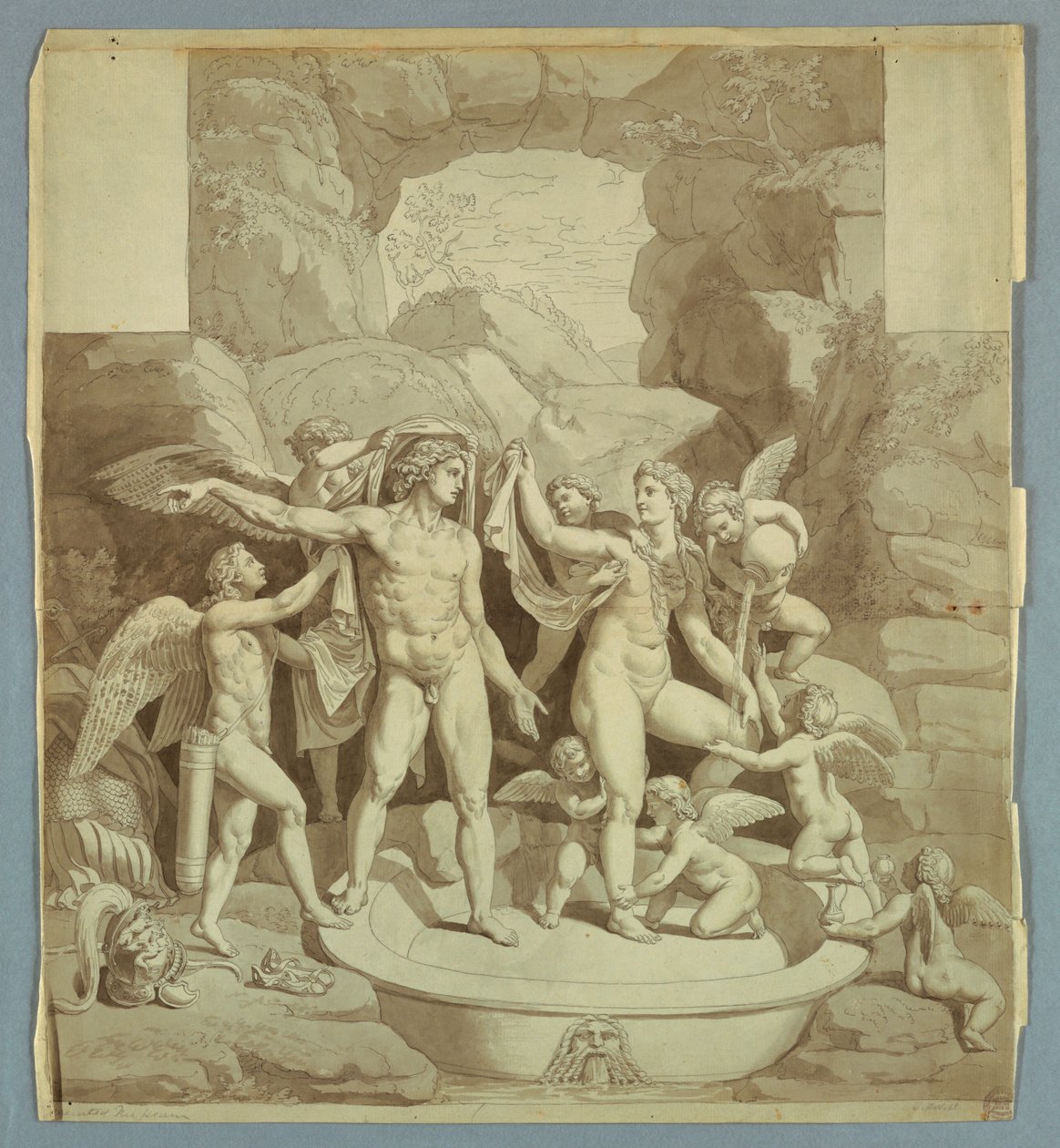 Mars ja Venus valmistautuvat Cupidon ja Psychen häihin tekijältä Johann August Nahl the Younger