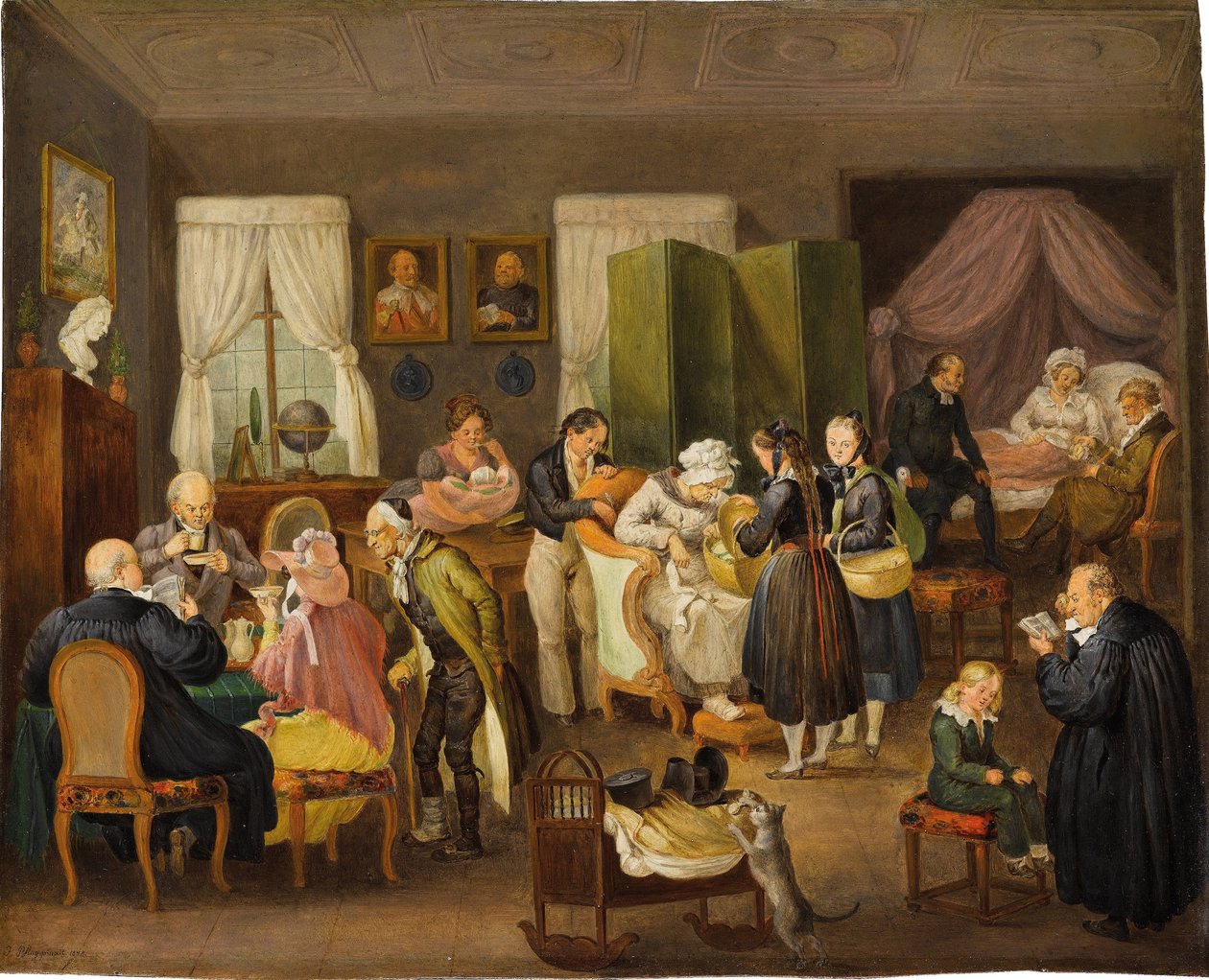 Vierailu protestanttisessa pastoritalossa kasteelle, 1828. tekijältä Johann Baptist Pflug
