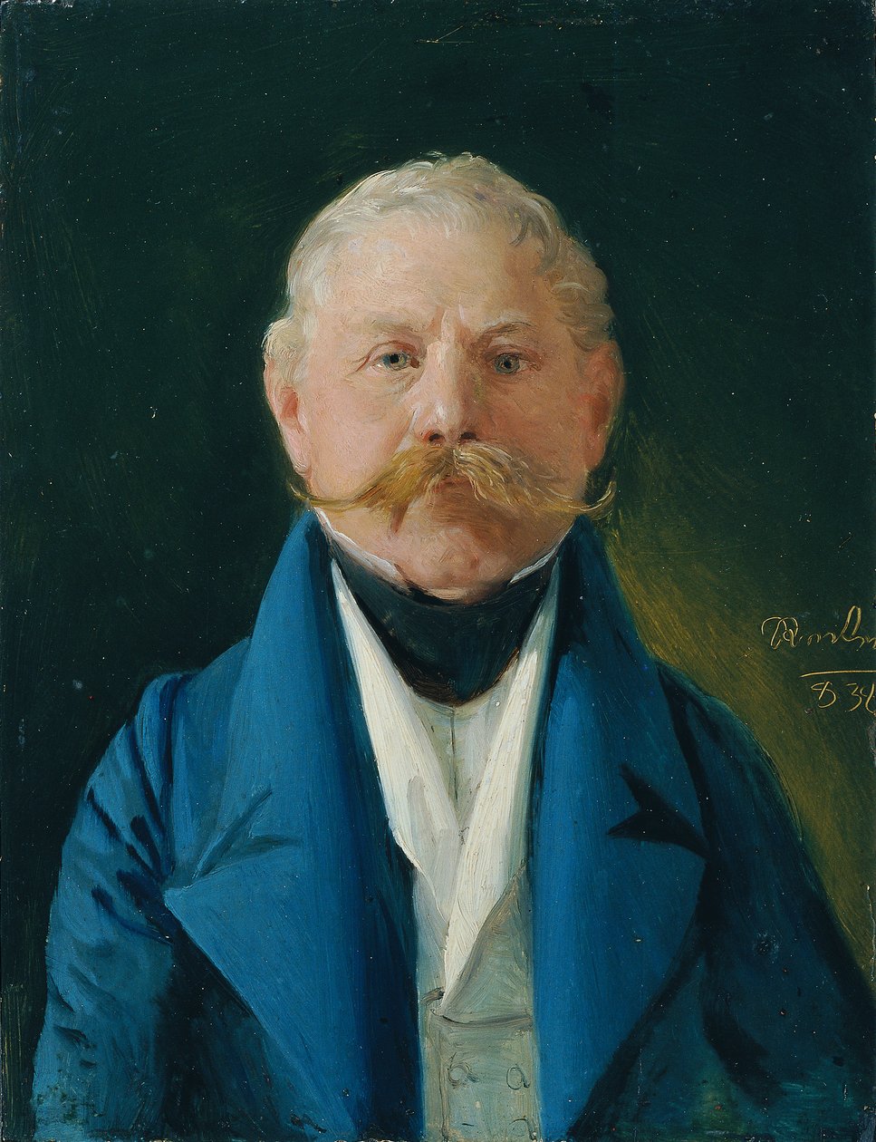 Gentleman sininen takki ja valkoinen liivi tekijältä Johann Baptist Reiter