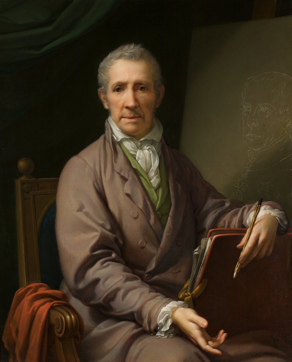 Omakuva maalaustelineessa, 1828. tekijältä Johann Baptist von Lampi the Elder