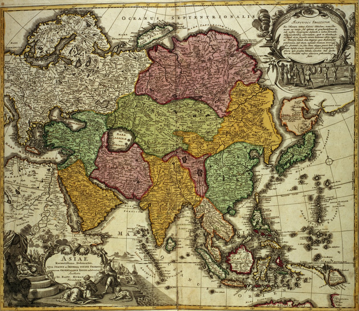 Aasian kartta, Nürnberg, n. 1730 tekijältä Johann Baptista Homann