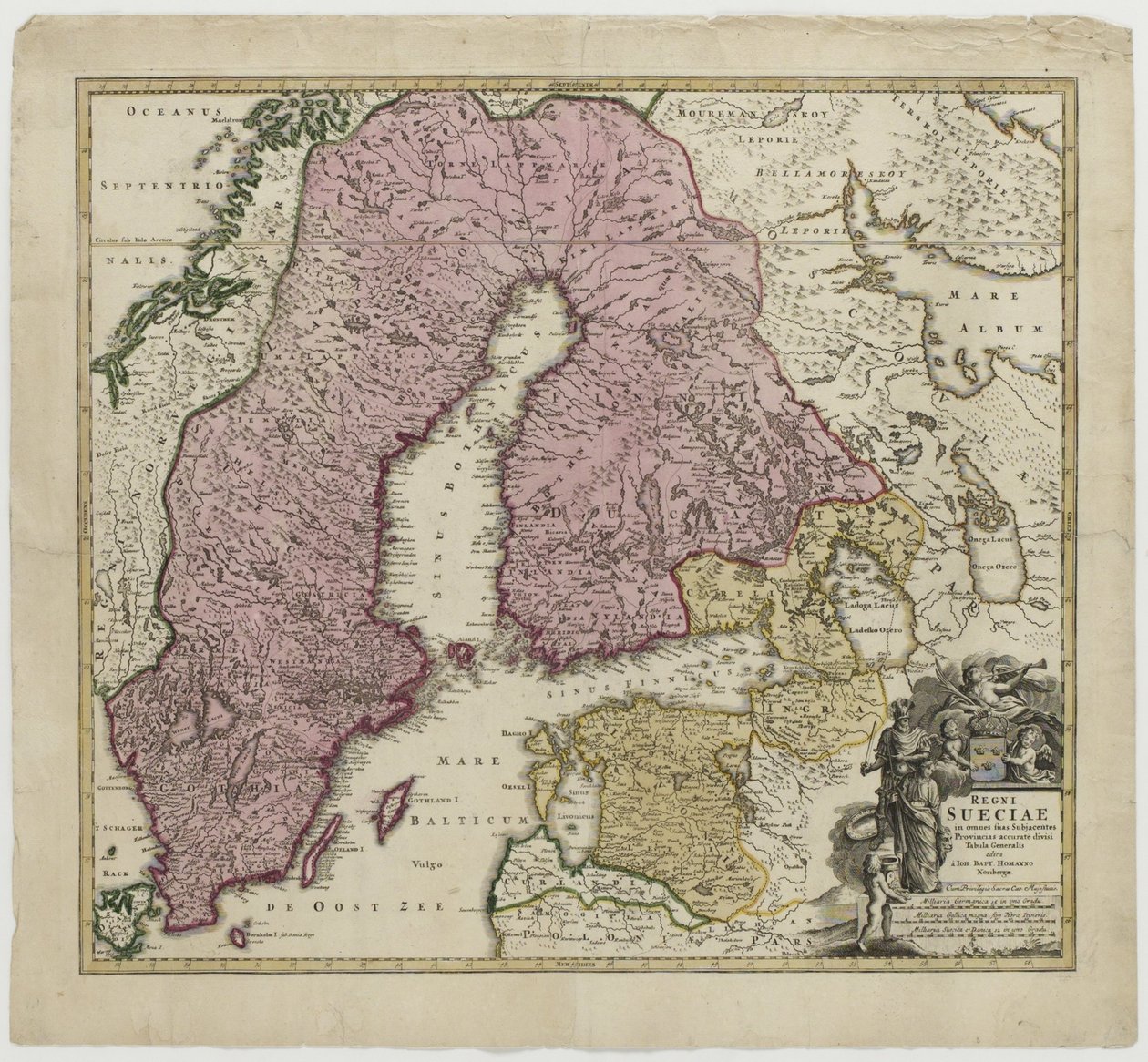 Ruotsin hallituskausi, noin 1730 tekijältä Johann Baptista Homann