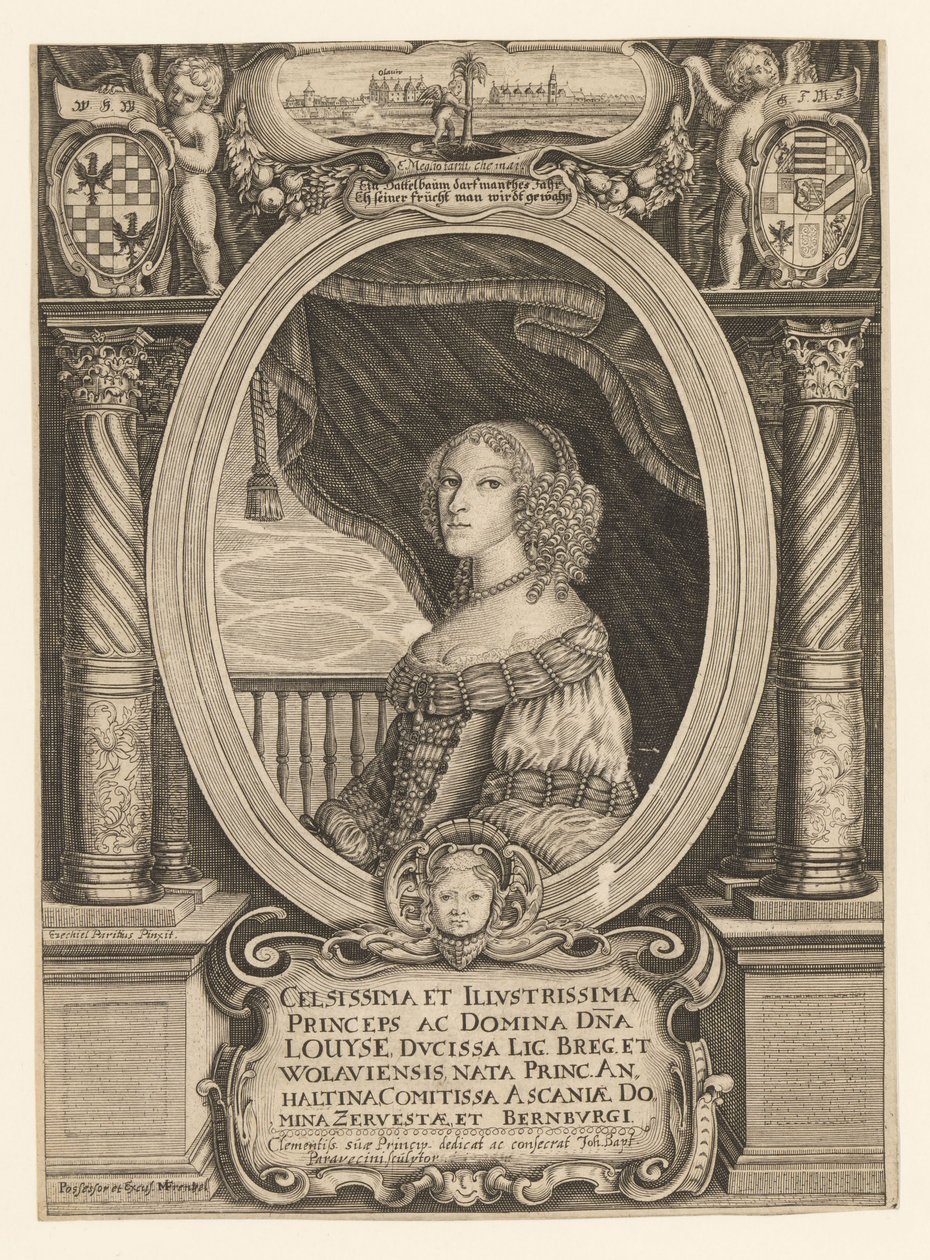 Louise Anhalt-Dessausta 1631-1680, Legnican, Brzegin, Wolowin ja Olawan herttuatar, n. 1660. tekijältä Johann Baptista Paravicini