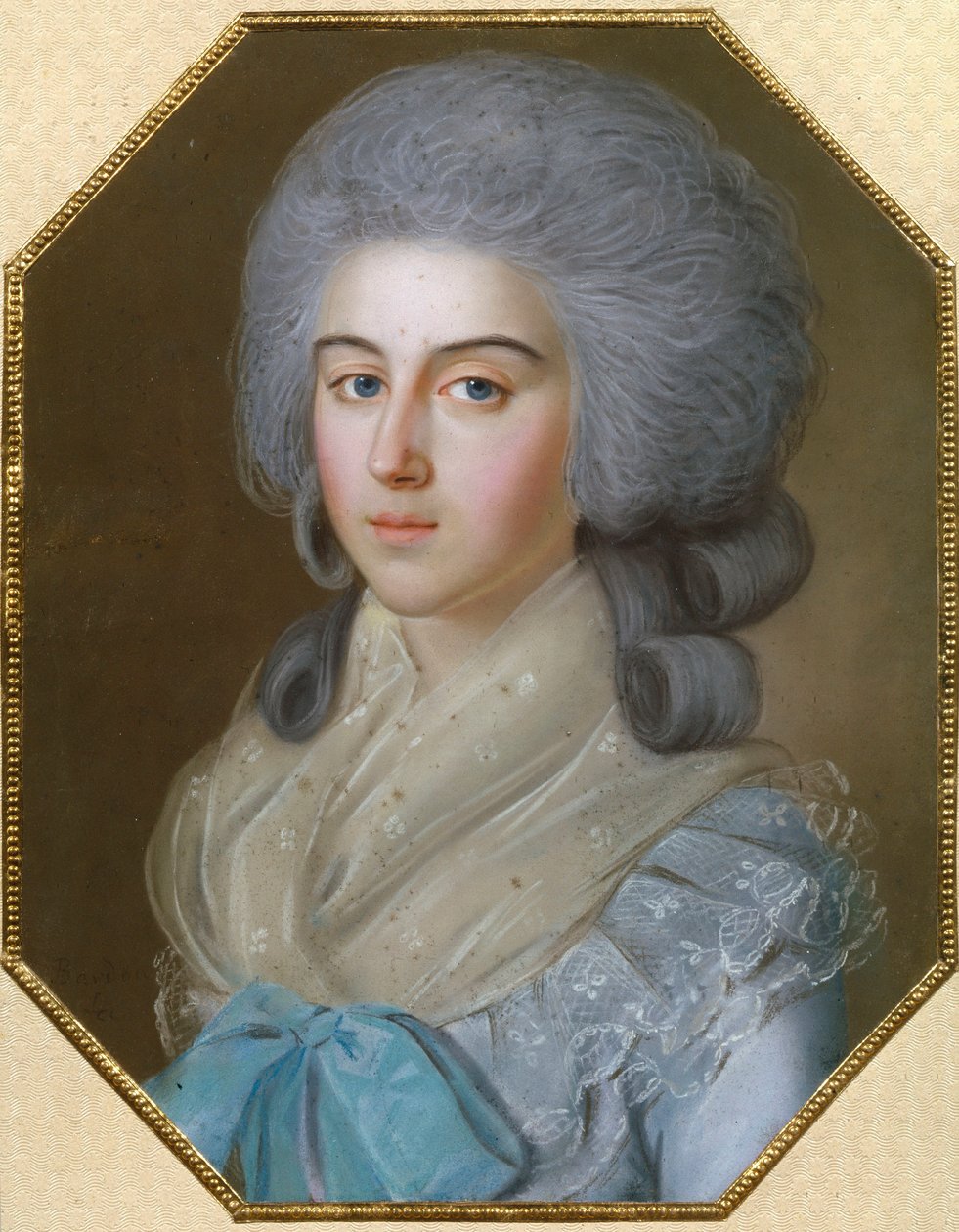 Muotokuva kreivitär Anna Aleksandrovna Golitsynasta (1739-1816), paronitar Stroganova, Mihail Mihailovitš Golitsynin (1731-1806) vaimo - Johann Bardoun (1745-1788) piirustus tekijältä Johann Bardou