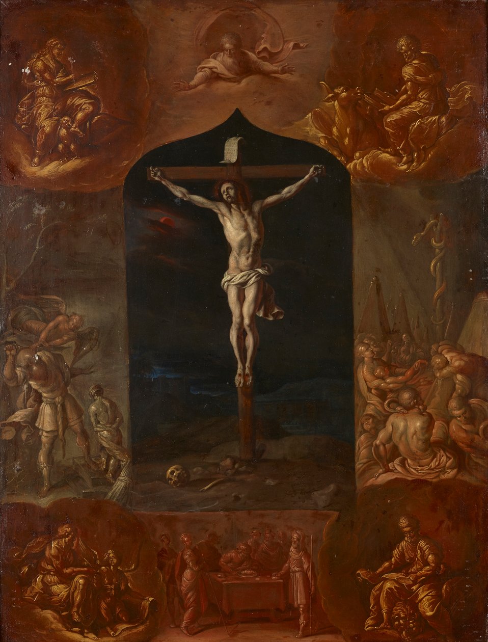 Jeesus ristiinnaulittiin ja seitsemän raamatullista kohtausta tekijältä Johann Carl von Reslfeld