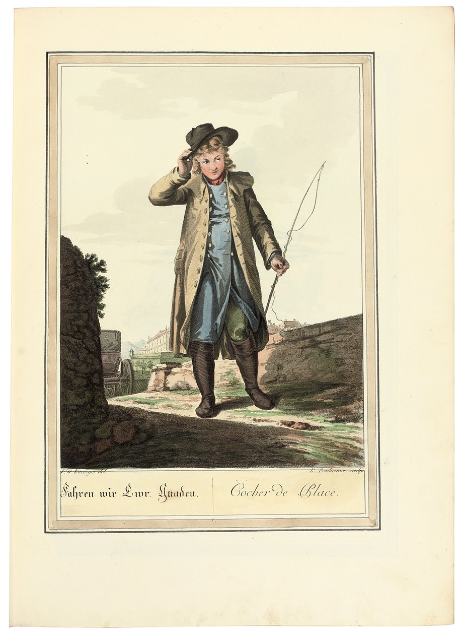 Valmentaja; Cocher de Place, 1781 tai uudempi tekijältä Johann Christian Brand