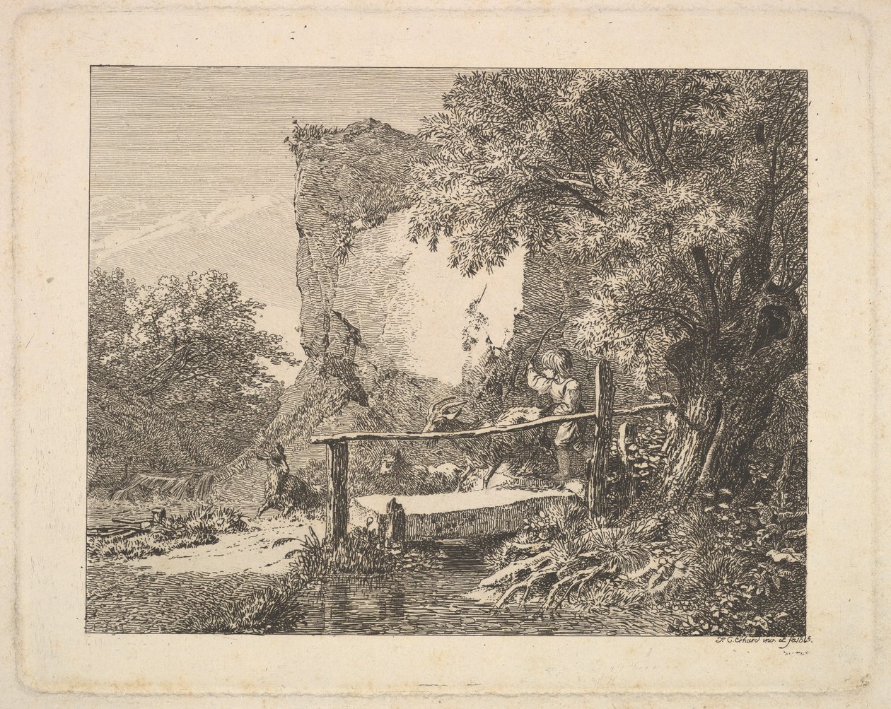 Poika kolmella vuohella, 1815. tekijältä Johann Christian Erhard