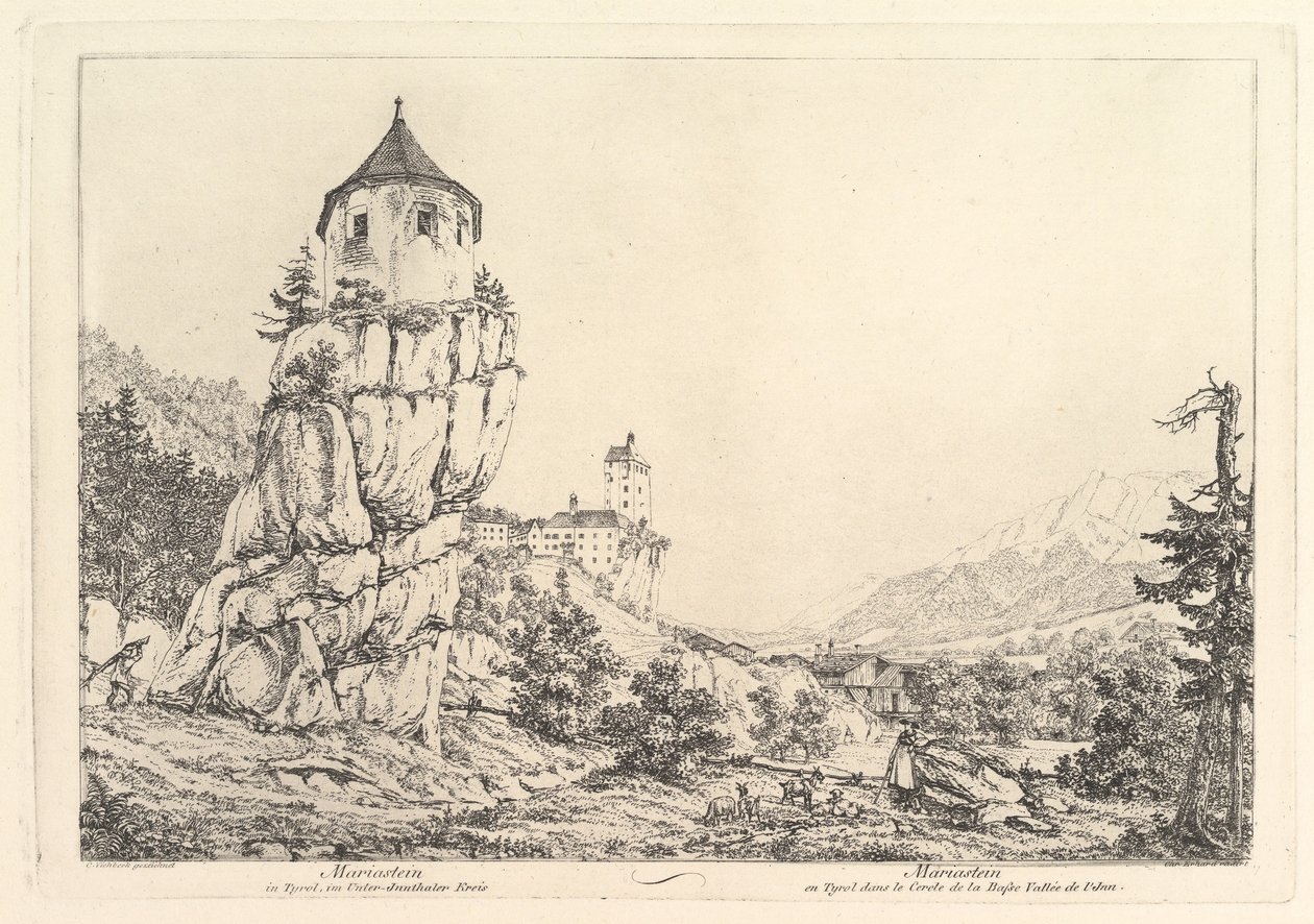 Maisema, Mariastein Tirolissa, 1800-luvun alku. tekijältä Johann Christian Erhard