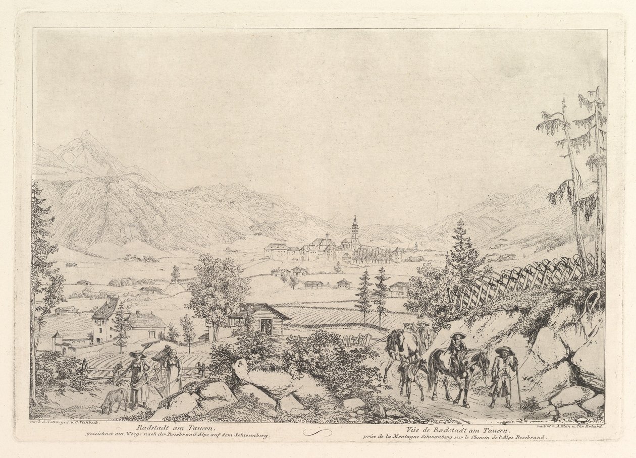 Maaseutumaisema, Radstadt am Tauren, 1800-luvun alku. tekijältä Johann Christian Erhard