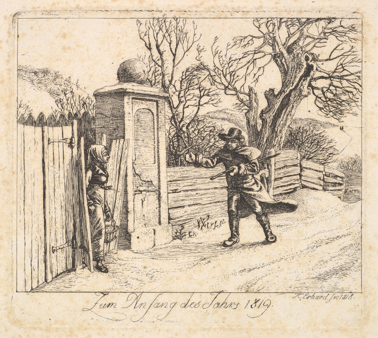 Talvimaisema, 1818. tekijältä Johann Christian Erhard
