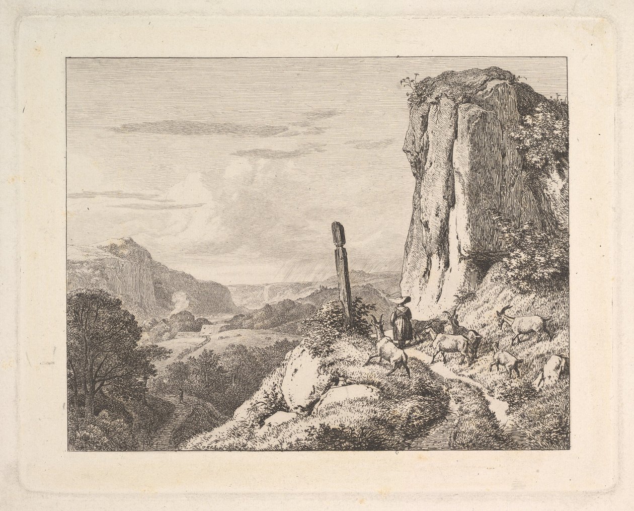 Nuori nainen kuuden vuohen kanssa, 1815. tekijältä Johann Christian Erhard
