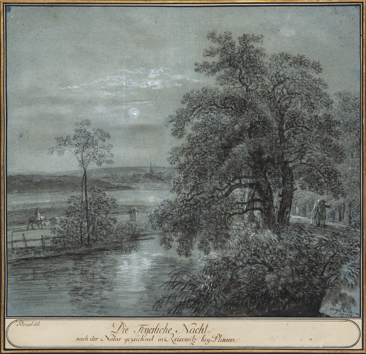 Tulinen yö luonnosta vedettynä ReiseWitz bei Plauenissa. tekijältä Johann Christian Klengel