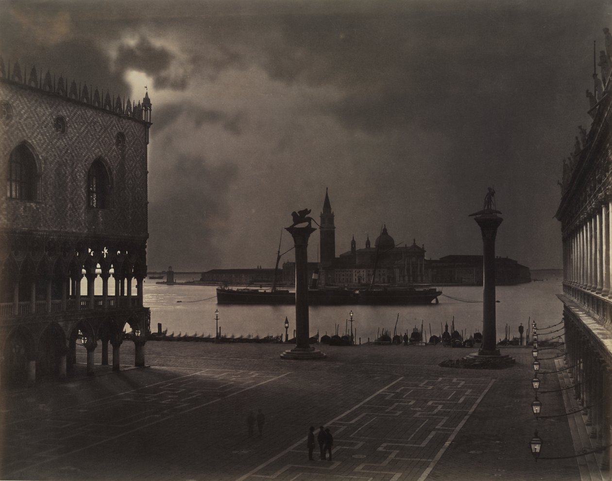 Venetsia: Pyhän Markuksen katse kohti San Giorgio Maggiorea kuutamossa tekijältä Johann Christian Neuber