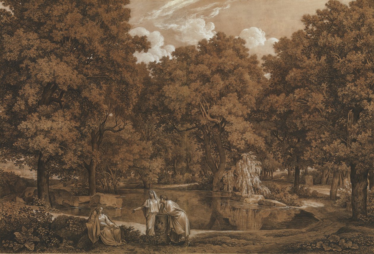 Arkadian maisema kolmella hahmolla järvellä, 1792. tekijältä Johann Christian Reinhart
