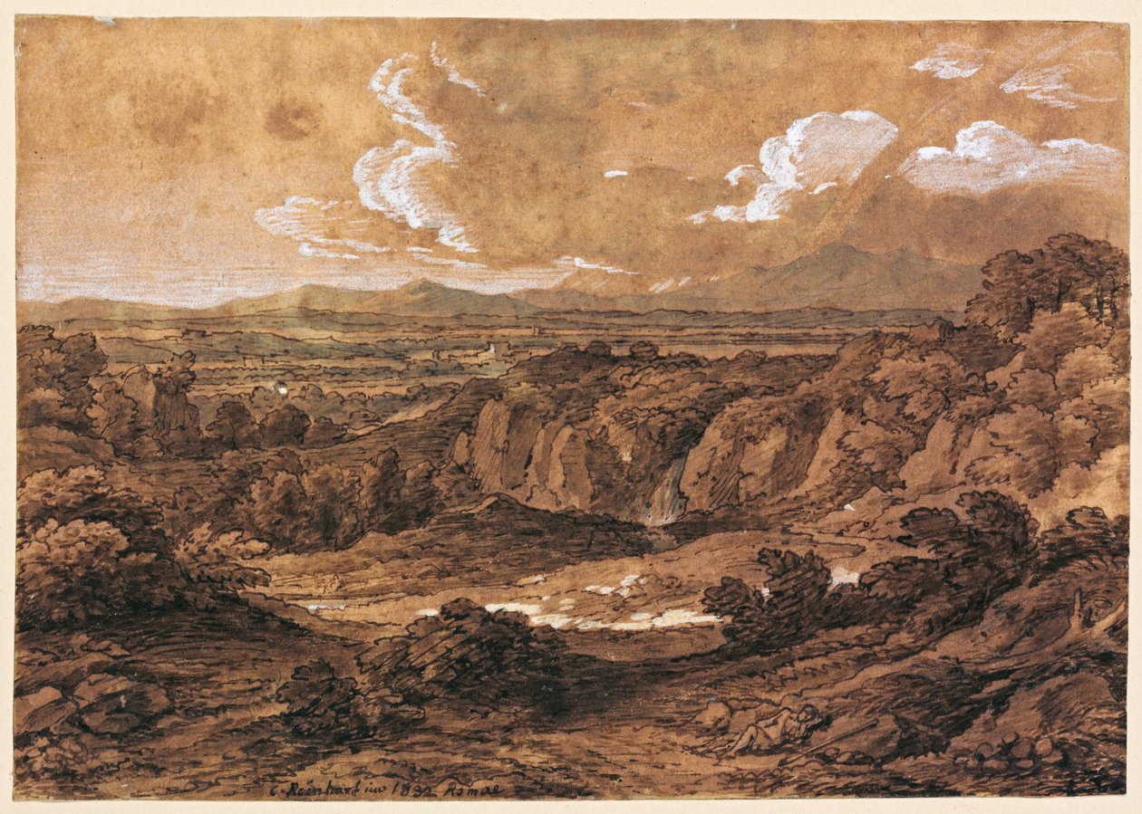 Kivinen metsämaisema tekijältä Johann Christian Reinhart