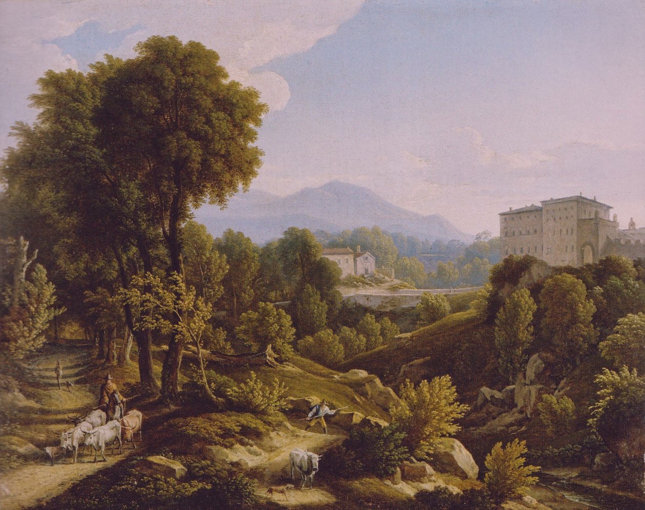 Saksa: Maisema, jossa on näkymä Palazzo Chigiin Aricciassa. tekijältä Johann Christian Reinhart