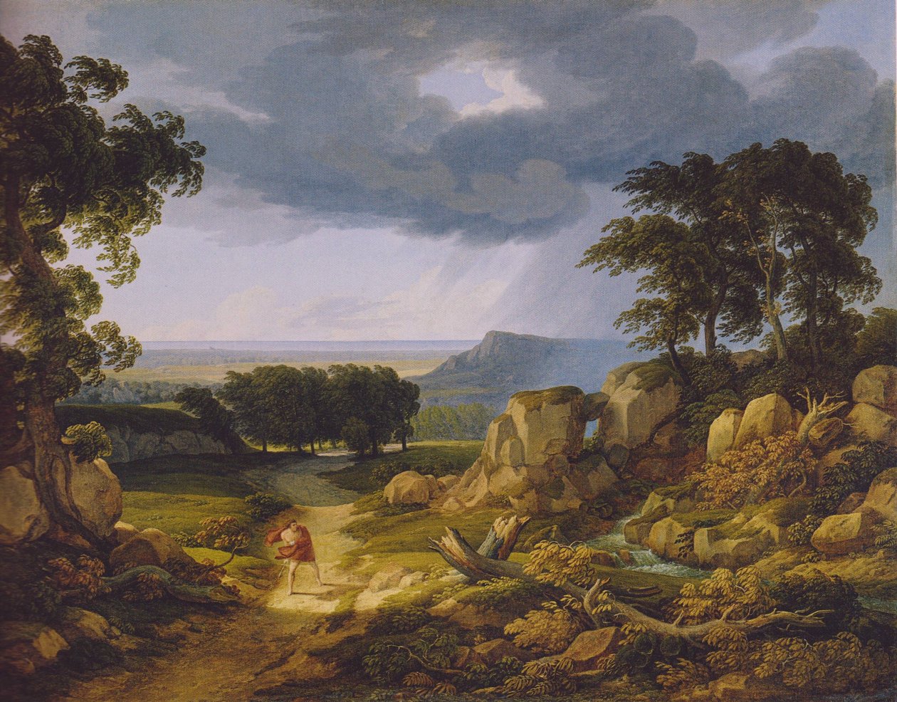 Saksa: Sturmlandschaft (vaeltajien myrskylaulu). tekijältä Johann Christian Reinhart