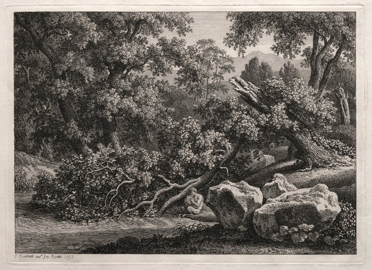 Paisatge heroic: el sàtir tocant la flauta finlandesa tekijältä Johann Christian Reinhart