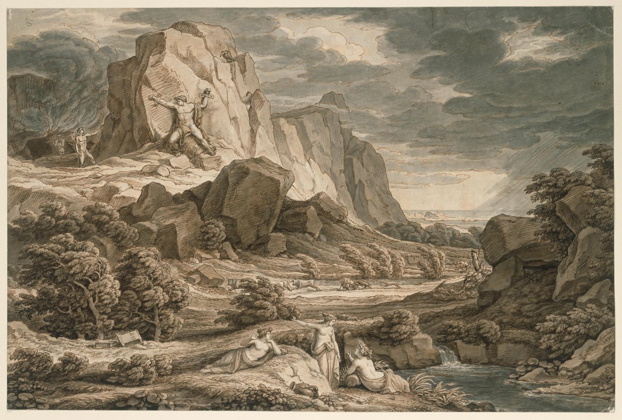Sankarillinen maisema ja Prometheus tekijältä Johann Christian Reinhart