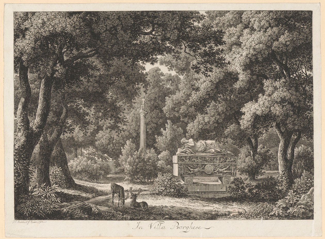 Borghese-huvilan puutarhoissa tekijältä Johann Christian Reinhart