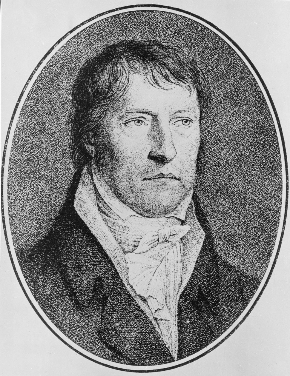 Saksalaisen filosofin Georg Wilhelm Friedrich Hegelin (1770-1831) muotokuva, kaiverrettu noin vuonna 1825, kaivertaja F.W. Bollinger (1777-1825). tekijältä Johann Christian Xeller