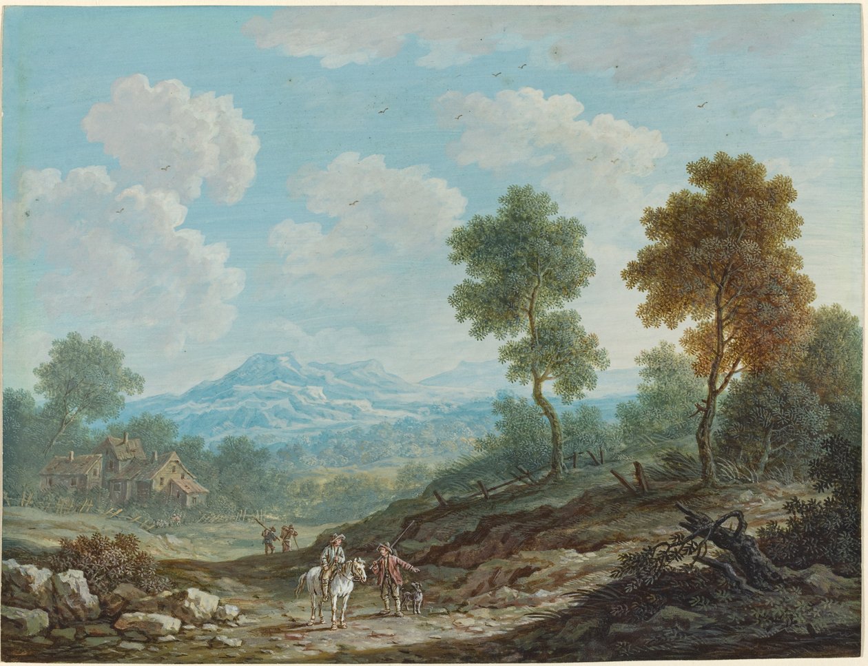 Travellers in a Broad Valley, n. 1750. tekijältä Johann Christoph Dietzsch