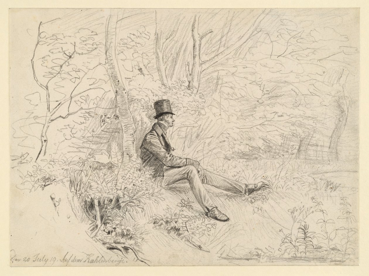 Metsässä Kahlenbergillä lepäävä herrasmies tekijältä Johann Christoph Erhard