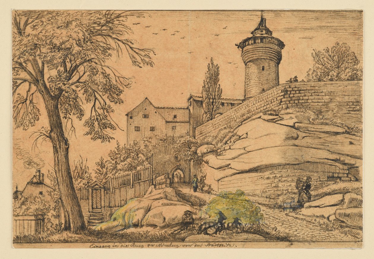 Nürnbergin linnan sisäänkäynti kaupungin puolelta tekijältä Johann Christoph Erhard