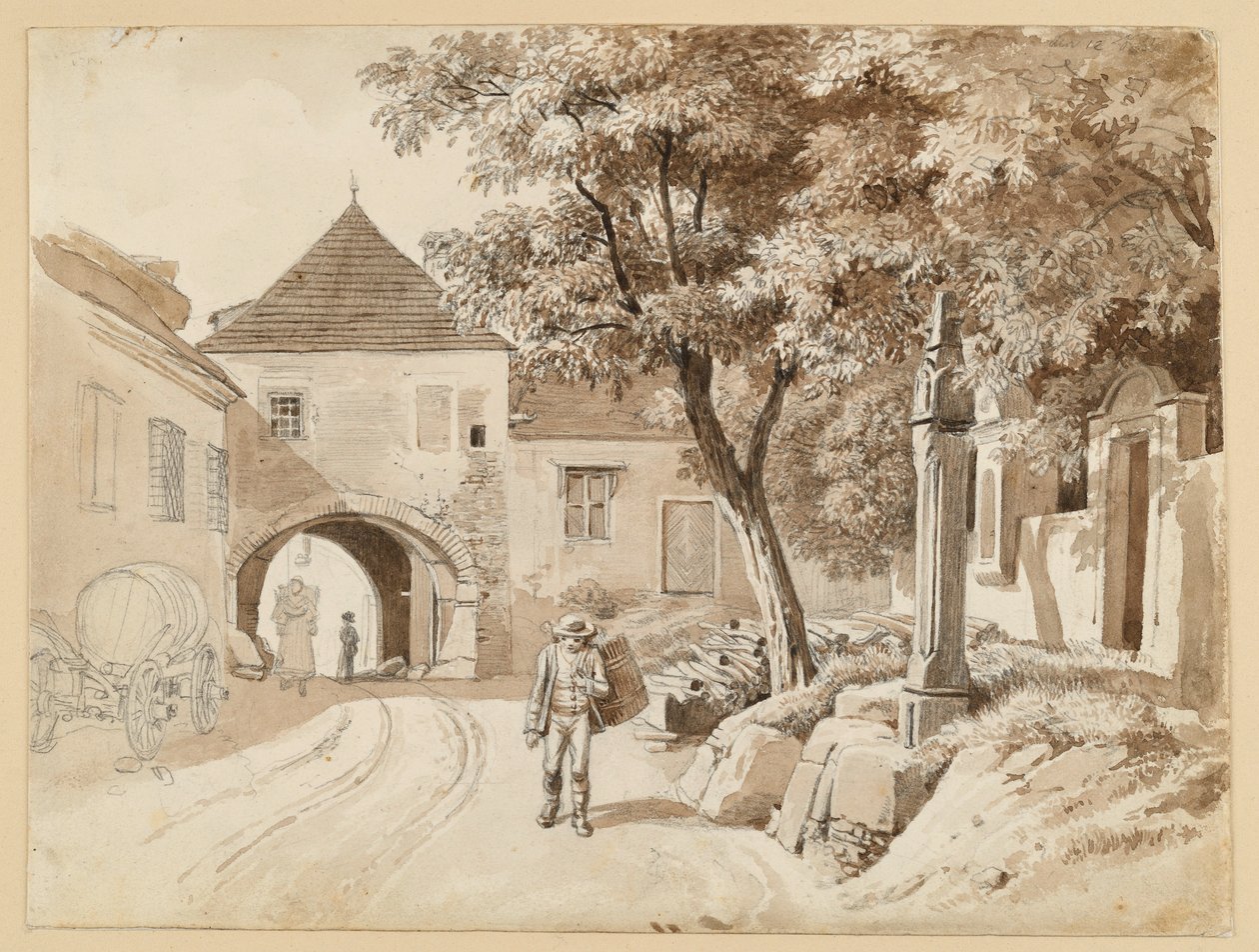 Oberdöblingin vanha pylväs ja Westerhauserin talo tekijältä Johann Christoph Erhard